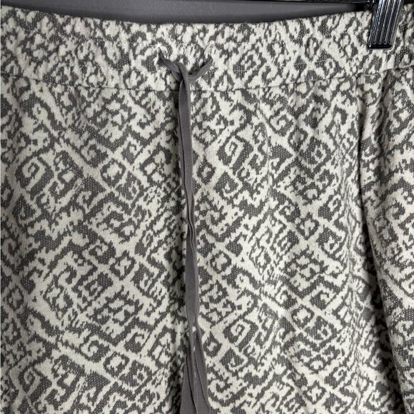 Loft Gray and White Print Pull On Mini Skirt Drawstring Waist Size Large - Picture 4 of 7